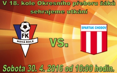 Žáci hostí v sobotu 30. 4. 2016 od 10 hodin v derby utkání Spartak Chodov